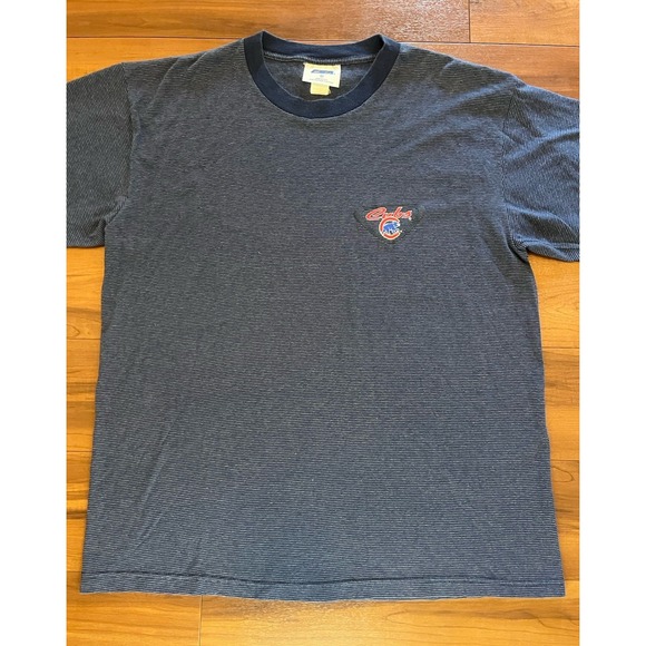 CSA Chicago Cubs Blue Striped T-Shirt Embroidered Logo MLB USA Made Mens Size XL - Picture 4 of 12